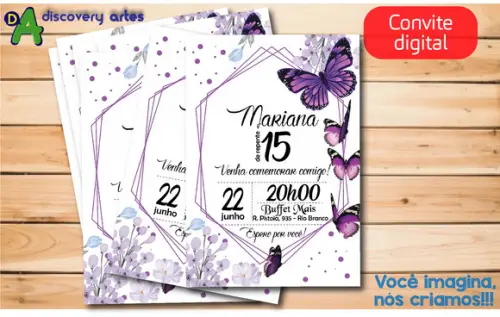 Convite Digital Borboletas Lilas