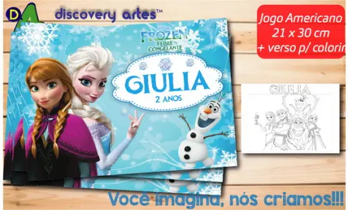 Jogo Americano Infantil Frozen (descartável - Tamanho A4)