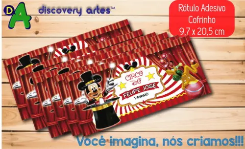 Rótulo Adesivo Cofrinho Circo do Mickey