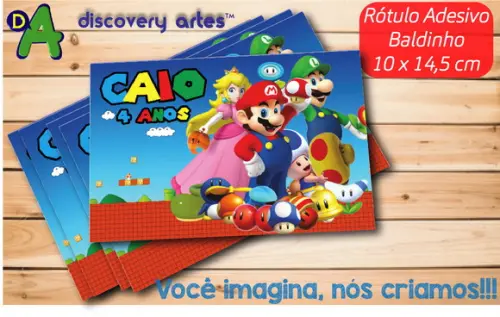 Rótulo Adesivo Baldinho Super Mario Bros
