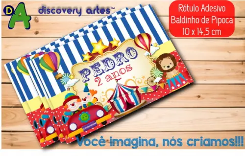 Rótulo Baldinho de Pipoca Circo