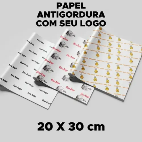 Papel Anti Gordura Personalizado com Logotipo (20 x 30 Cm)