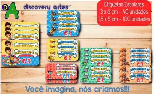 Etiqueta Escolar Patrulha Canina 140 Unidades
