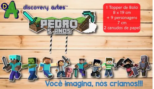 Topper de Bolo Minecraft