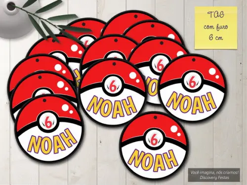 Tag com Furo Pokemon (6 Cm)