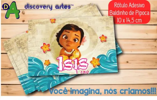 Rótulo Adesivo Baldinho Moana Baby