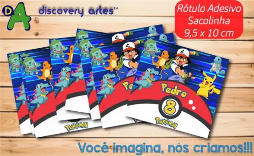 Rótulo Adesivo Sacola Pokemon