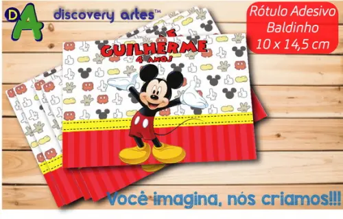 Rótulo Adesivo Baldinho Mickey