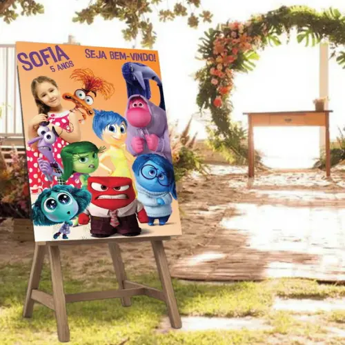 Placa de Recepção Divertidamente 2 com Foto da Criança