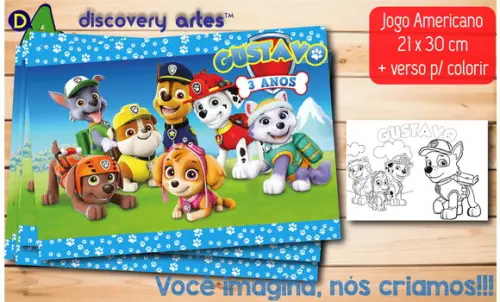 Jogo Americano Infantil Patrulha Canina (descartável - A4)
