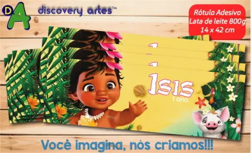 Rótulo Adesivo Lata de Leite Moana Baby (800g)