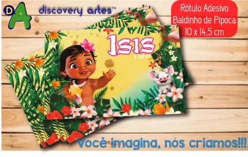 Rótulo Adesivo Baldinho Moana Baby