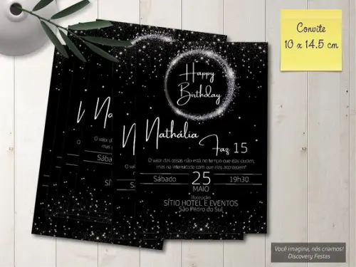 Convite Preto Debutante