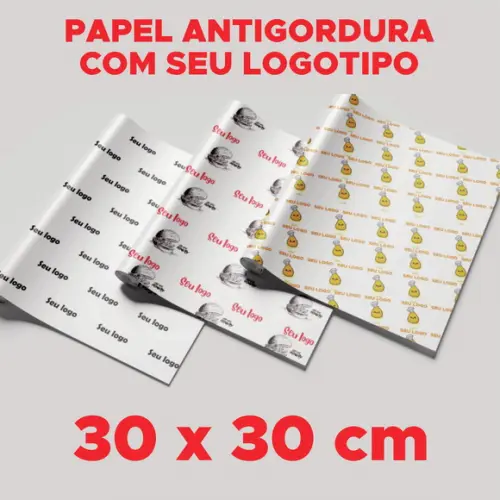 Papel Anti Gordura Personalizado com Logotipo (30 x 30 Cm)