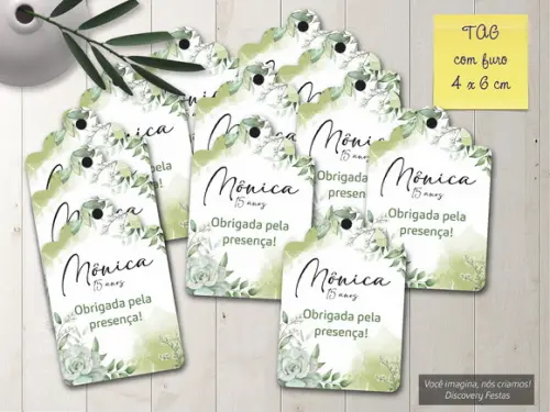 Tag com Furo Floral Verde