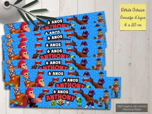 Rótulo Adesivo Garrafa D'água Brawl Stars