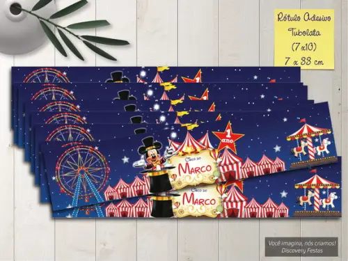 Rótulo Adesivo Tubolata (7x10) Circo do Mickey