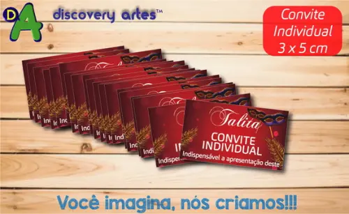 Convite Individual Vermelho Baile de Máscaras 15 Anos