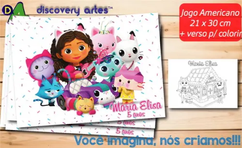 Jogo Americano Infantil a Casa Mágica da Gabby (tamanho A4)