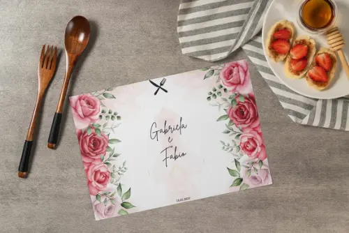 Jogo Americano Casamento Floral Rosa (descartável)