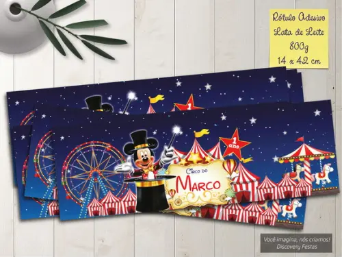 Rótulo Adesivo Lata de Leite (800g) Circo do Mickey