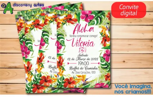 Convite Digital Tropical - Festa do Havai
