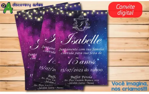 Convite digital debutante 15 anos Galaxia