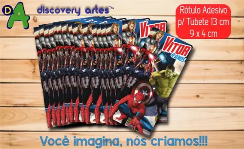 Rótulo Adesivo Tubete Super Herois
