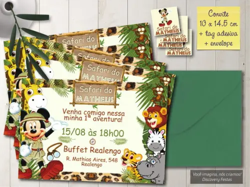 Convite Mickey Safari