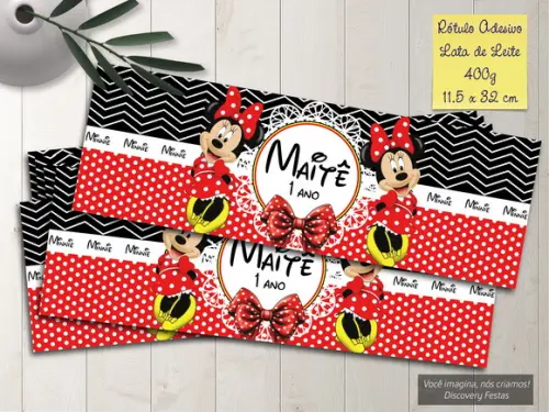 Rótulo Adesivo Lata de Leite 400g Minnie