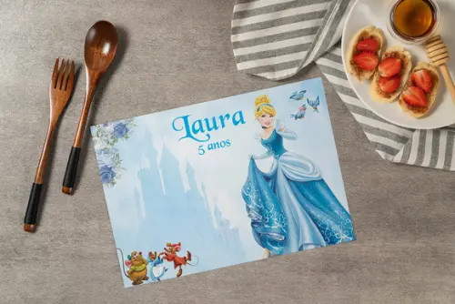 Jogo Americano Princesa Cinderela (descartável)