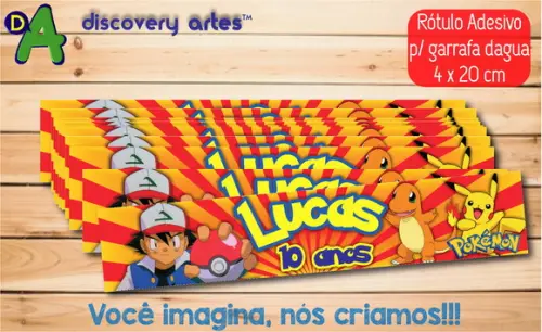 Rótulo Adesivo Garrafa D'água Pokemon