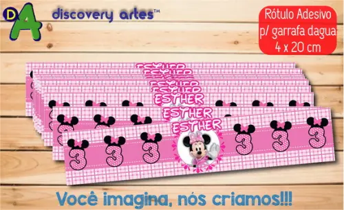 Rótulo Adesivo Garrafa D'água Minnie