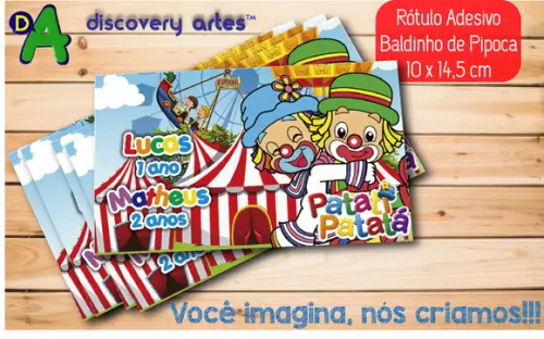 Rótulo Baldinho de Pipoca Patati Patata