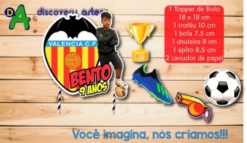 Topper de Bolo Time de Futebol com Foto
