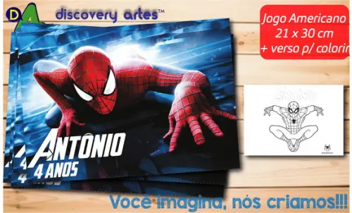 Jogo Americano Infantil Homem Aranha (descartável - Tam. A4)