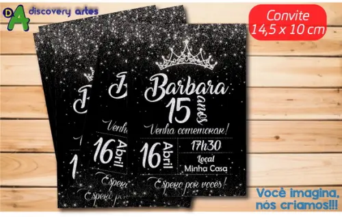 Convite Preto Debutante