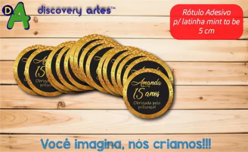 Rótulo Adesivo Latinha Preto com Dourado