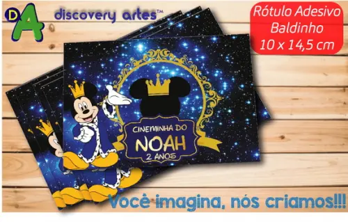 Rótulo Adesivo Baldinho Mickey Realeza