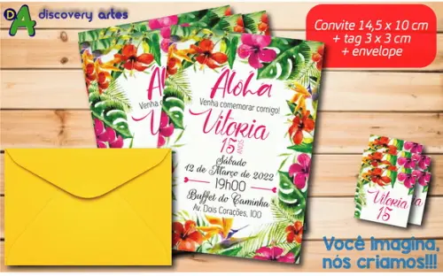 Convite Festa de 15 Anos Tropical - Festa do Havai