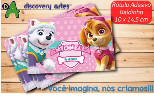 Rótulo Adesivo Baldinho de Pipoca Patrulha Canina Skye