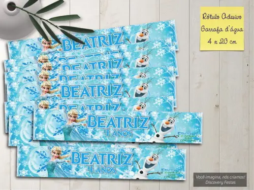 Rótulo Adesivo Garrafa D'água Frozen