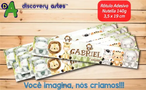 Rótulo Adesivo Nutella Safari Aquarela (140g)