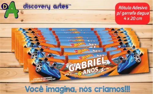 Rótulo Adesivo Garrafa D'água Hot Wheels