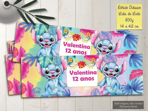 Rótulo Adesivo Lata de Leite Stitch (800g)