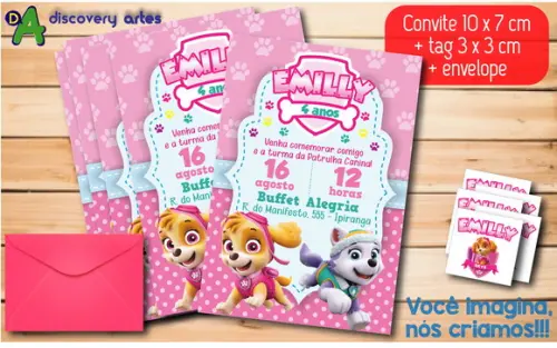 Convite Patrulha Canina Skye e Everest