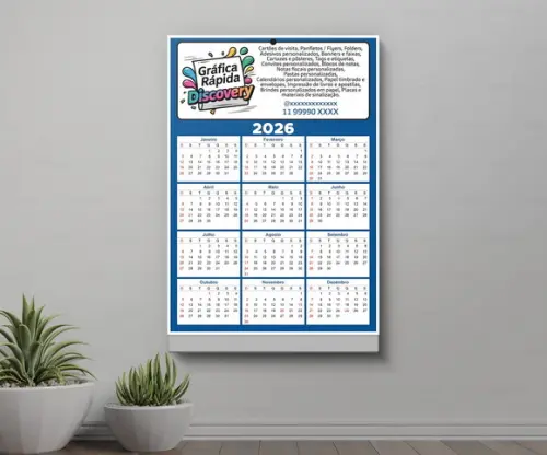 Calendário Folhinha de Parede Anual 2026 Personalizado (a4)
