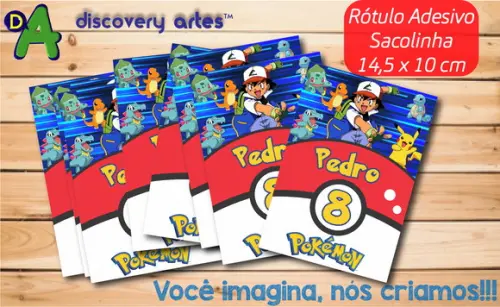 Rótulo Adesivo Sacola Pokemon