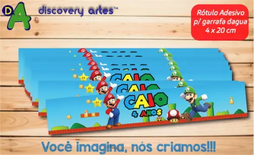 Rótulo Adesivo Garrafa D'água Super Mario Bros