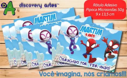 Rótulo Adesivo Pipoca de Microondas Spidey e Seus Amigos